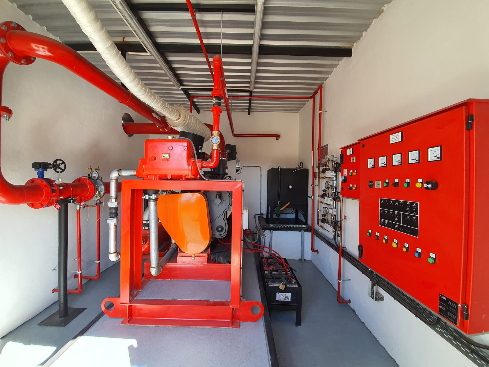 Fire pump room control panel, gauges and monitoring equipment